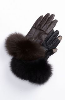 Dena Products Genuine Fox Fur & Leather Tech Gloves