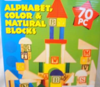 70 Natural Alphabet Color Blocks Wood Preschool Spatial Skills