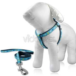 14 20 Girth Blue Doggie Nylon Comfort Dog Harness Collar s Small 4ft