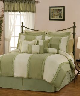  Green Jacquard Floral Comforter Set Bed in A Bag Set King Size