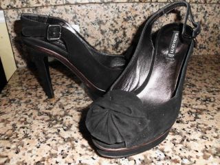 Claudia Ciuti Suede Black Platform Slingback Shoe Size 8