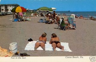 Cocoa Beach FL Beach Scene 2 Sunbathing Women Tops Off