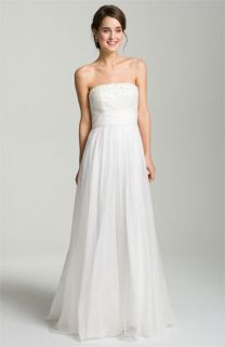 Theia Embellished Strapless Organza Gown
