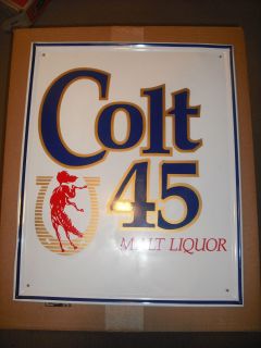 Colt 45 Malt Liquor Metal Sign Horseshoe 17 1 2 x 21 1 2