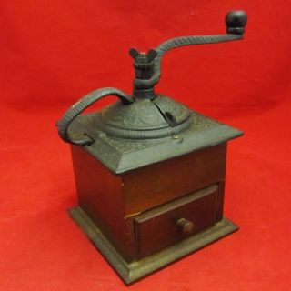 vintage decorative hand crank table top coffee grinder mill cast iron
