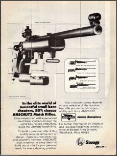  SAVAGE ANSCHUTZ Match RIFLE Print AD Collectible Firearms Advertising