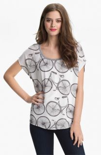 Bobeau Woven Front Print Tee