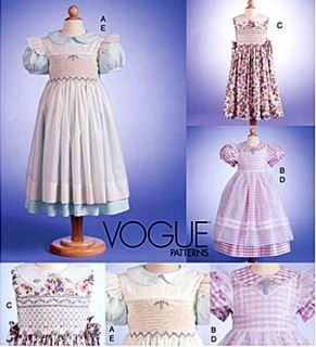 OOP GIRLS ADORABLE SMOCKED DRESSES PINAFORE SEWING PATTERN 5 6X Vogue