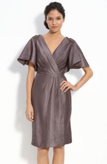 Adrianna Papell Flutter Sleeve Shimmer Satin Dress
