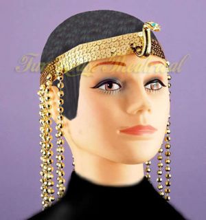 Cleopatra Asp Snake Head Band w Beads Egyptian Halloween Costume
