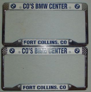   BMW Center Vintage Dealer License Plate Frame FT Collins CO SS Metal