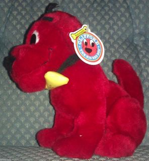 Clifford The Big Red Dog 9 Nanco Sitting w Bone Plush Toy Animal 2001