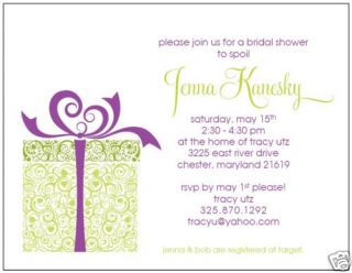 Bridal Shower Invitations Custom Unique 2 Color Schemes