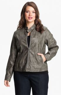 Mynt 1792 Upper East Faux Leather Bomber Jacket (Plus)
