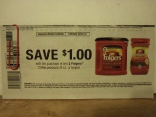 15 Folgers Coffee Products 3 oz or Larger Buy 2 Save $1 00 Coupons x12
