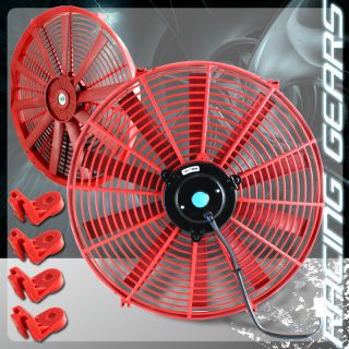  16 Red Push/Pull Electric Radiator/Engine Cooling Fan+Mounting Clip