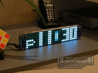 Big Blue LED Dot Matrix Desk Real Time Clock Fully Assembled Free