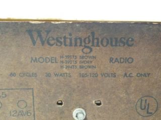 Vintage Westinghouse Am Tube Radio Alarm Clock Combo Model H 392T5