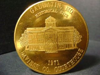 1869 1969 Jessey James Centennial Gallatin MO 115 Medal 38mm Brass UNC