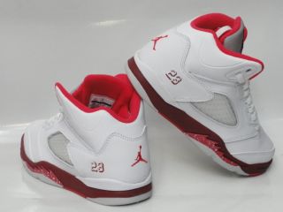 Nike Air Jordan 5 Retro White Red Shoes Preschool 12 5