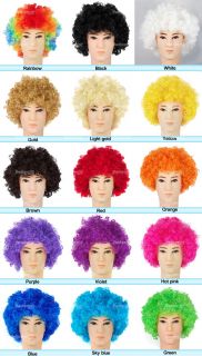 Afro Funny Party Clown Costume 70s Disco Wigs 15 Colours