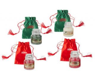 Yankee Candle Set of 4 HolidayScented Mini JarCandles w/ Gift Bags