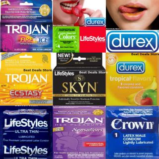 100 Durex, Trojan, LifeStyles Condoms Assorted Mix Variety Pack + FREE