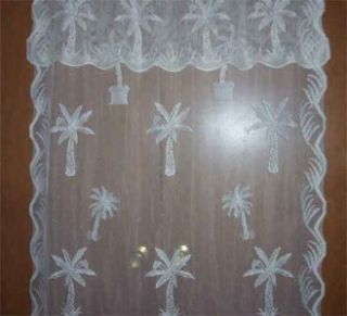 tropical palm tree lace curtain valance ecru color