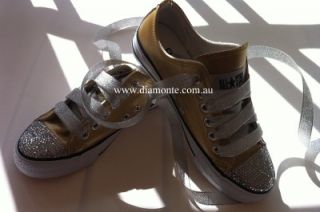 Gold Convers Featuring Clear Swarovski Cystals for Toddler Kids Women