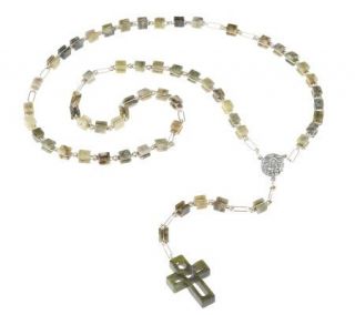 Connemara Marble Rosary with Woven Cross —