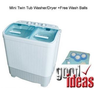 Portable Twin Tub Mini Washing Machine Compact Washer Free Wash Balls
