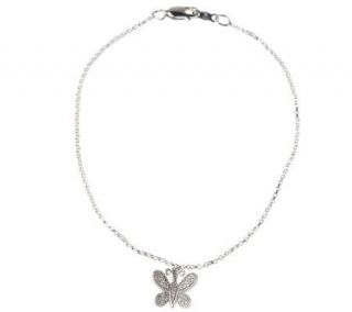 AffinityDiamond 1/10 ct tw Sterling Butterfly Charm Anklet —