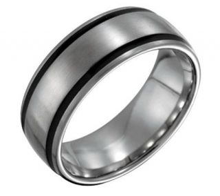 Forza Mens 8mm Steel with Black Accent SatinRing —