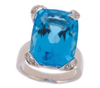 Smithsonian Sterling 13.60 ct tw 100 facet Blue Topaz Ring —