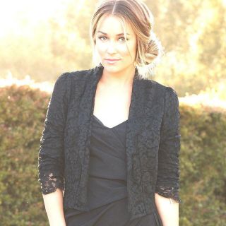 NWT Lauren Conrad Black Lace Short Crop Blazer Jacket Cute See Sizes