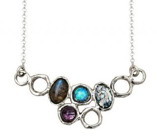 Or Paz Sterling Multi Gemstone & Roman Glass Frontal Necklace
