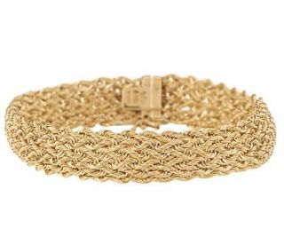 Bold Intricate Woven Rope Bracelet 14K Gold, 9.4g —