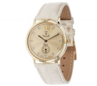 Vicence Round Case Diamond Accent Watch 14K Yellow Gold —