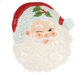 14 Handpainted Holiday Santa Face Serving Dish —