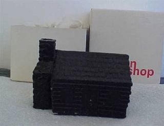 Handcrafted Log Cabin Coal Figurine NEW IN BOX