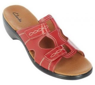 As IsClarks L eatherSlides w/ Adj. Straps Top stitching —