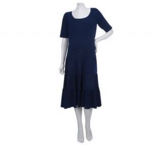 George Simonton Short Sleeve Tiered Dress with Seam Detail —
