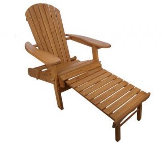 Merry Products Fold Flat Solid Wood Adirondack Chair w/Ottoman