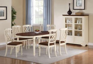 Rustic Dining Room Table Set Cameron Oval Top Buttermilk Cherry Finish