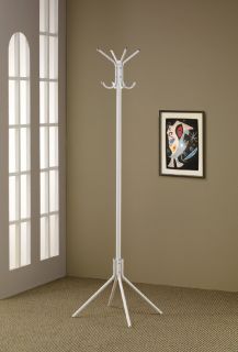 White Metal Coat Rack Hall Tree with Umbrella Stand by Coaster 900824
