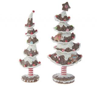 Set of Two Whimsical 10 Gingerbread Trees by Valerie —