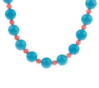 Lee Sands Round Gemstone and Bamboo Coral 18 Adj Necklace —