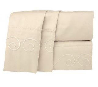 Embroidered Hem 400TC King Size Sheet Set by Lori Weitzner —