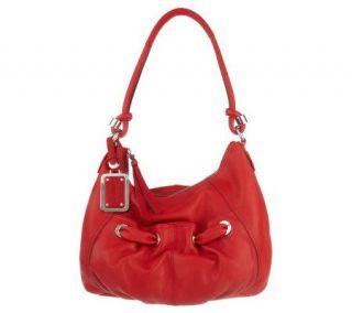 Makowsky Glove Leather Zip Top Hobo Bag with Eyelet Detail — 