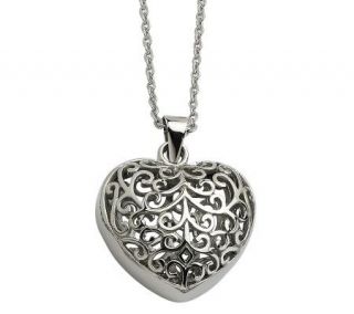Steel by Design Filigree Heart Pendant with 21 1/2L Chain —